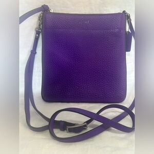 Coach Bleecker pebble leather north south swing pack Crossbody bag in purple